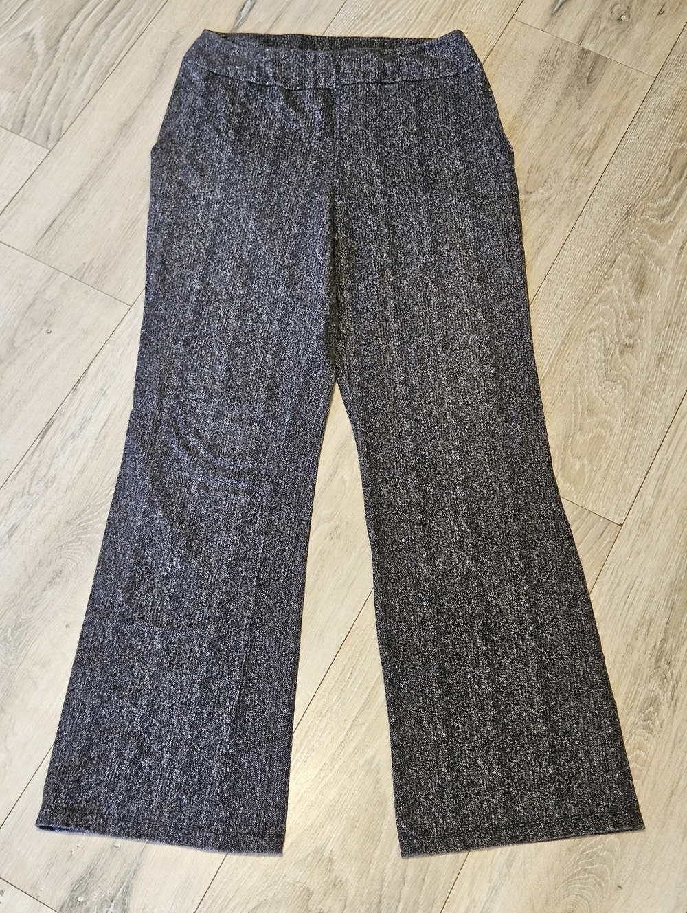 Women with Control Flared Stretch Pants Black Herringbone Women's Small